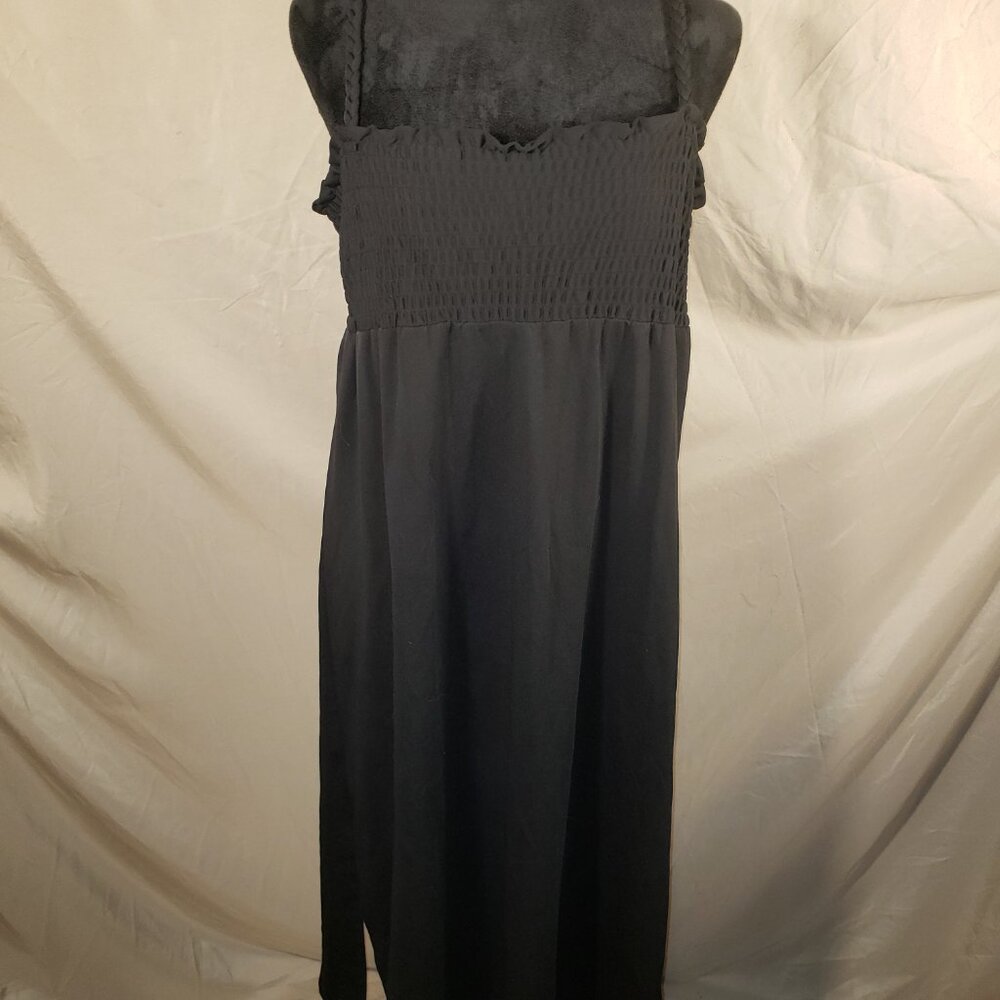 Vintage Young Edwardian Black Sleeveless Dress with Tie Detail - A-1 (Size 11)